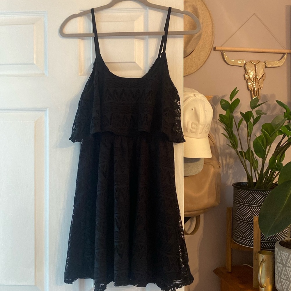 Lace tiered mini dress